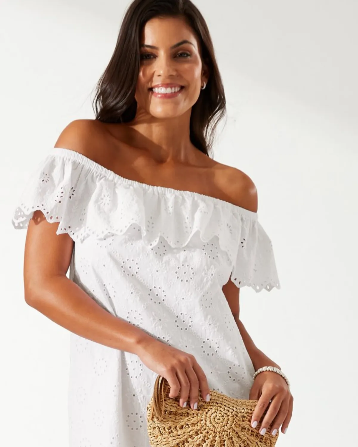 2024 Tommy Bahama Harbor Eyelet Off Shoulder Dress - Ss500314