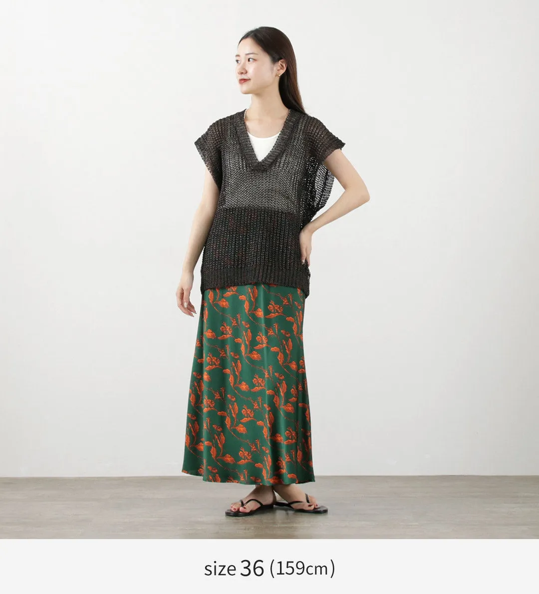 【50％OFF】CHIGNON（シニヨン） Vintage柄バイアスマーメイドスカート / レディース ロング丈 ウエストゴム 総ゴム bias mermaid Skirt vintage Print【セール】