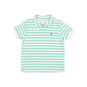 6953-TERRY STYPES POLO-Pool Green