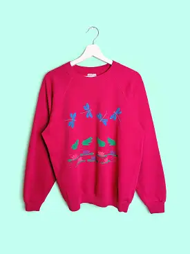 80's 90's HANES Sweatshirt Puff Print Frogs - size M-L