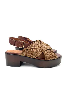 Anthology Paris Woven Leather Crisscross Platform Sandal