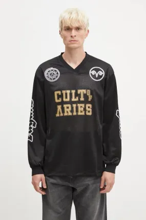 Aries longsleeve shirt Cult Leader Airtex Longsleeve Tee men’s black color with a print AR4002002