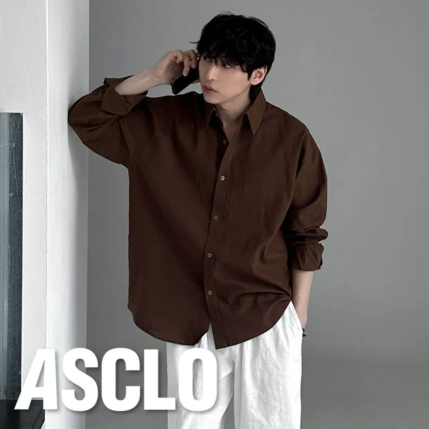 ASCLO  |Unisex Linen Street Style Long Sleeves Plain Cotton