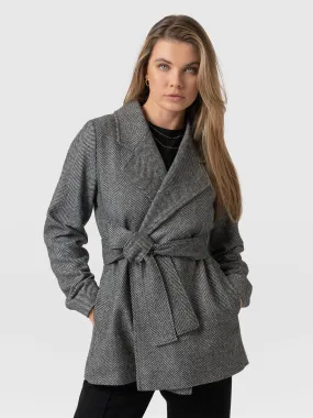 Audrey Wrap Coat - Chevron