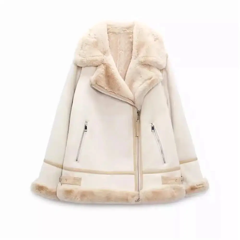 Autumn/Winter New Women's Wear New Fashion, Casual, Versatile Leather and Fur One Piece Loose Jacket Coat