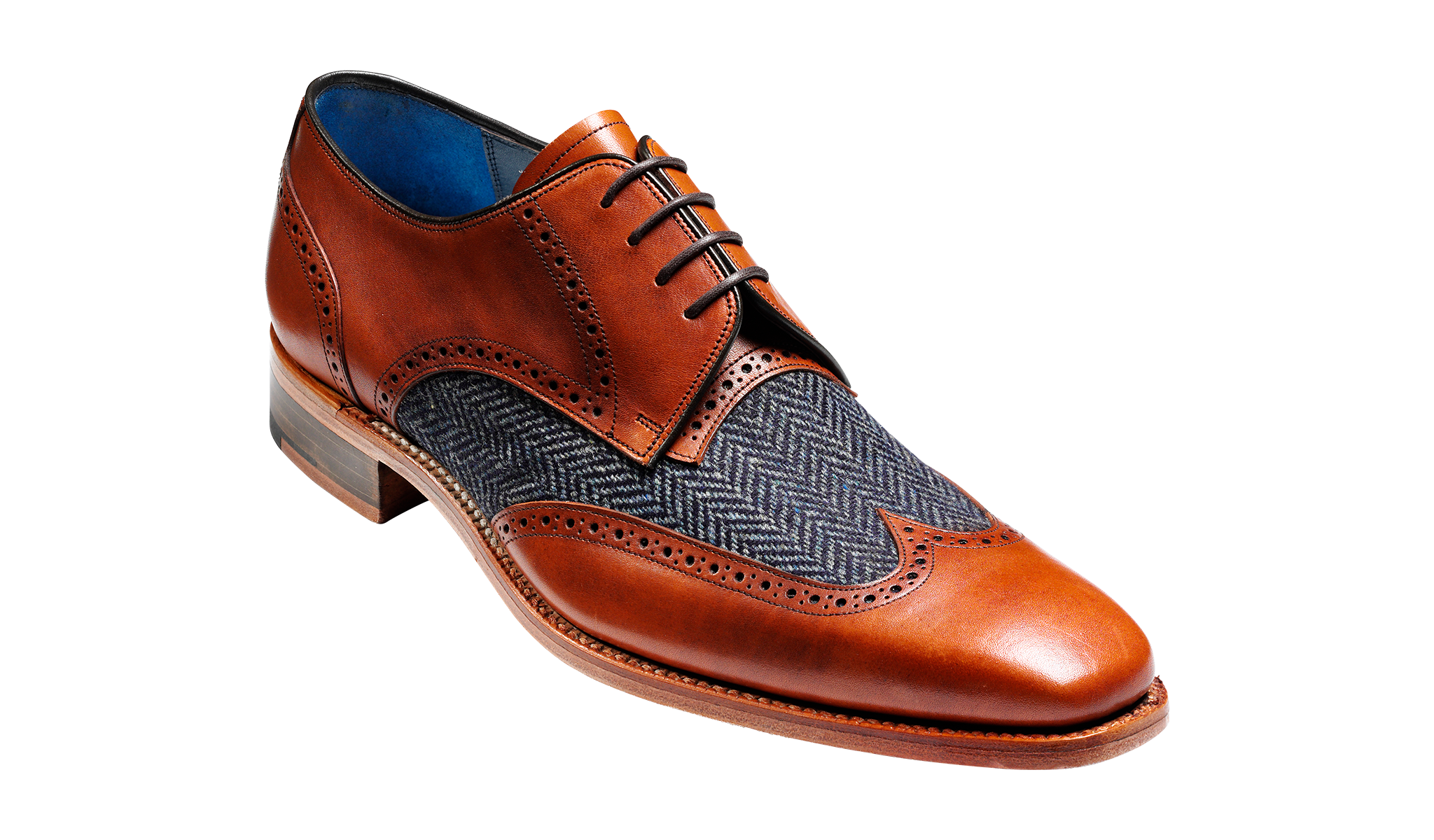 Barker Jackson two-tone Derby - Cedar Calf / Blue Tweed