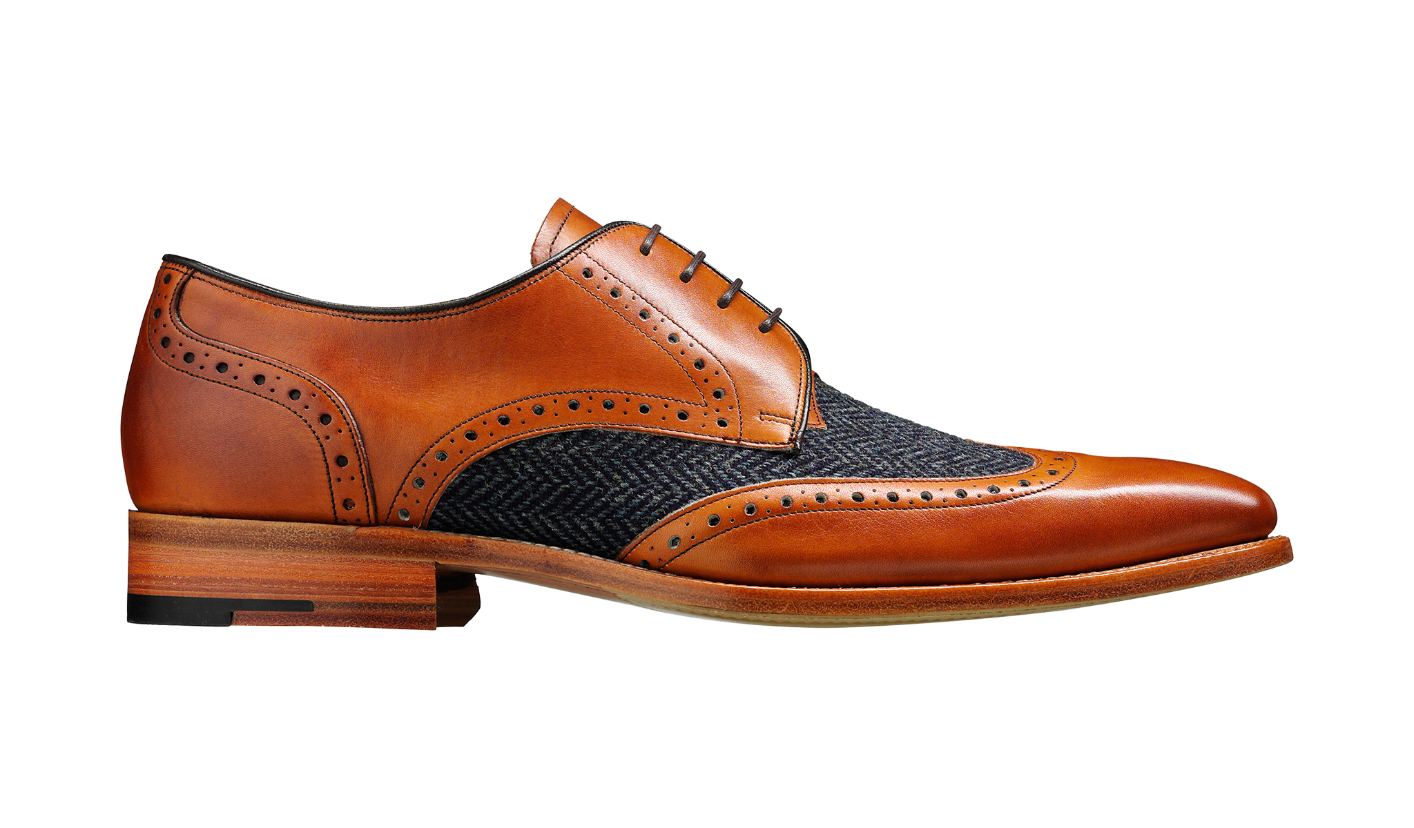 Barker Jackson two-tone Derby - Cedar Calf / Blue Tweed