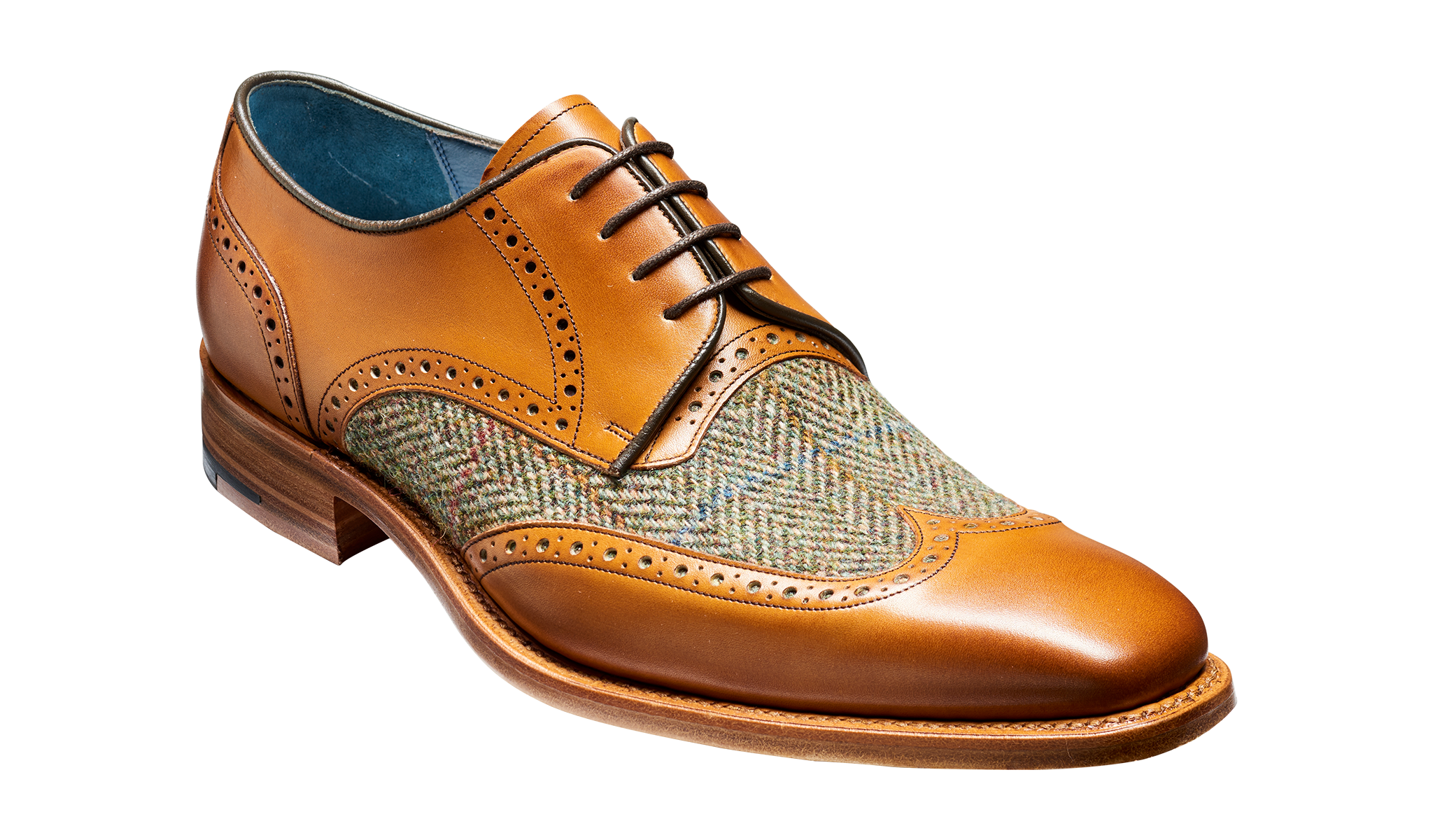 Barker Jackson two-tone Derby - Cedar Calf / Green Tweed