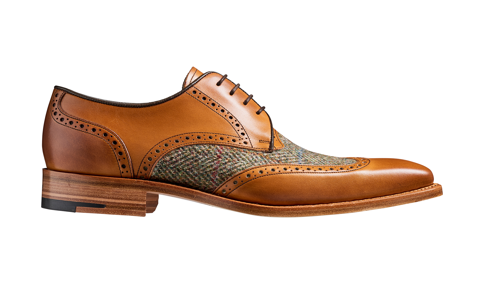 Barker Jackson two-tone Derby - Cedar Calf / Green Tweed