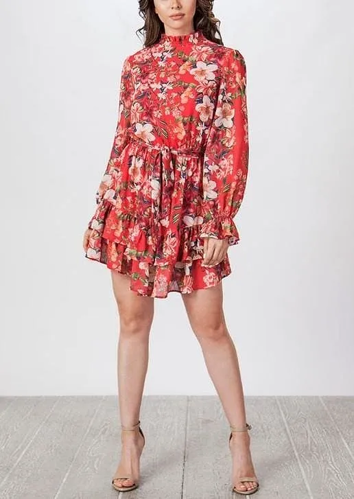 Bella Boho Floral Ruffle Print Dress