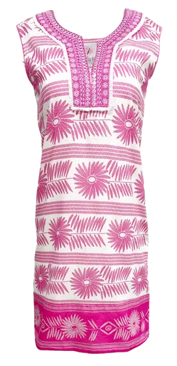 Bella Tu Embroidered Flower Cap Sleeve Dress, Pink