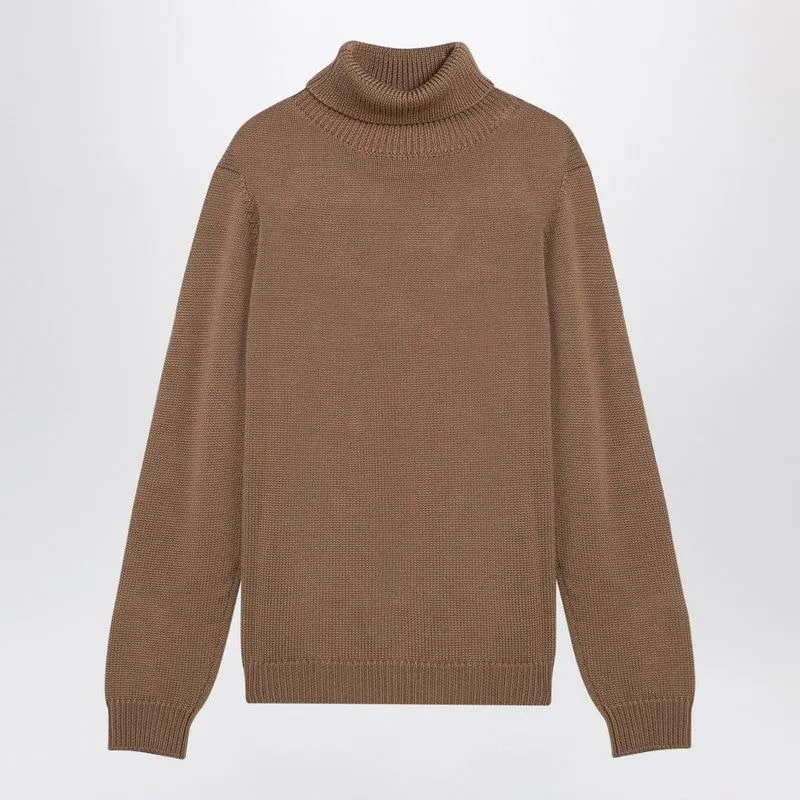 CAMEL MERINO WOOL TURTLENECK PULLOVER