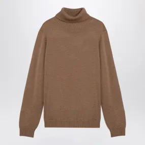 CAMEL MERINO WOOL TURTLENECK PULLOVER