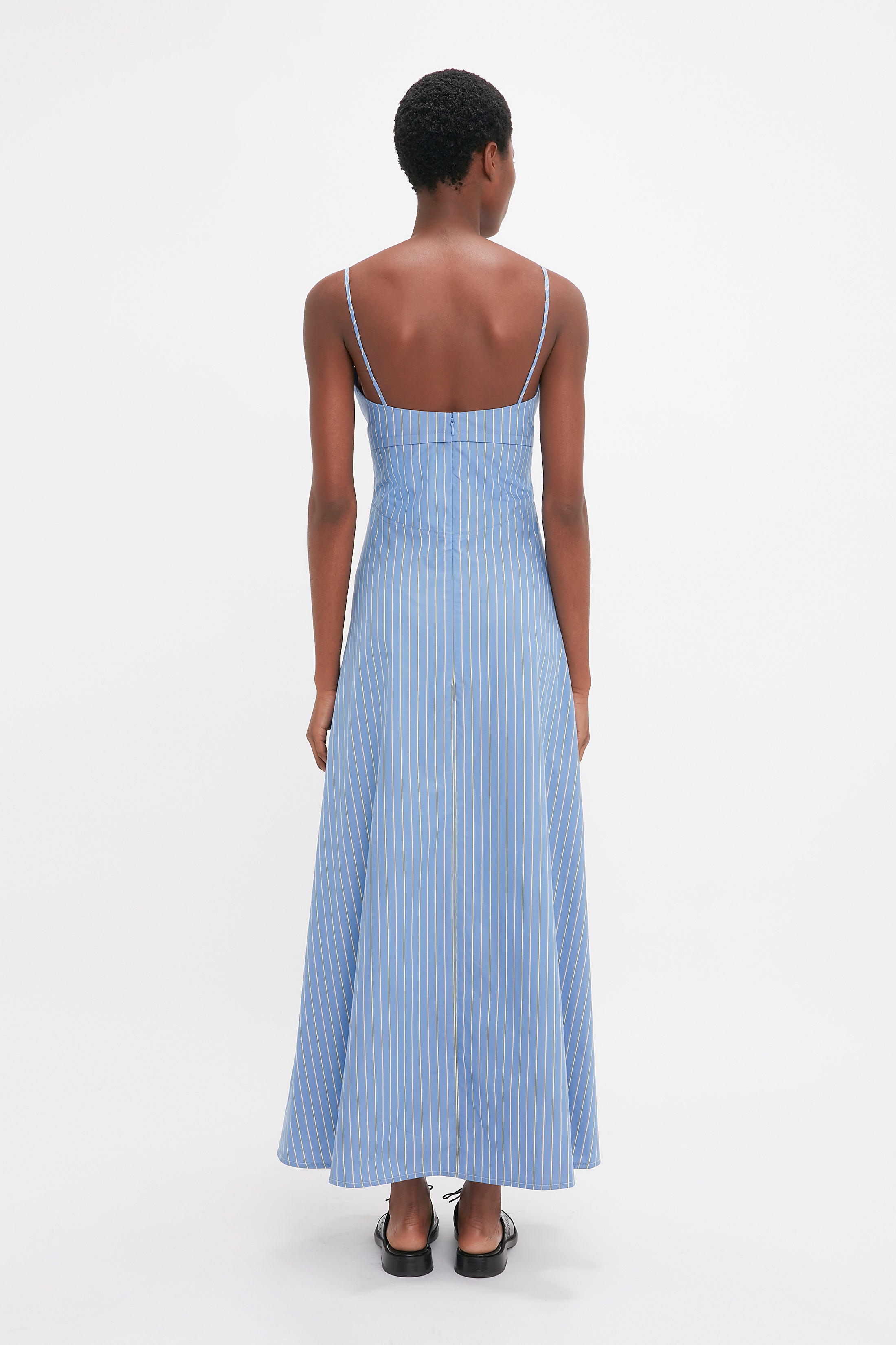 Cami Fit And Flare Midi In Steel Blue