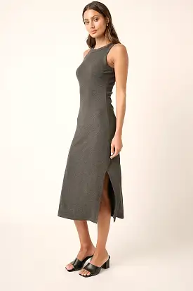 Charcoal Ribbed Side Slit Tank Dress