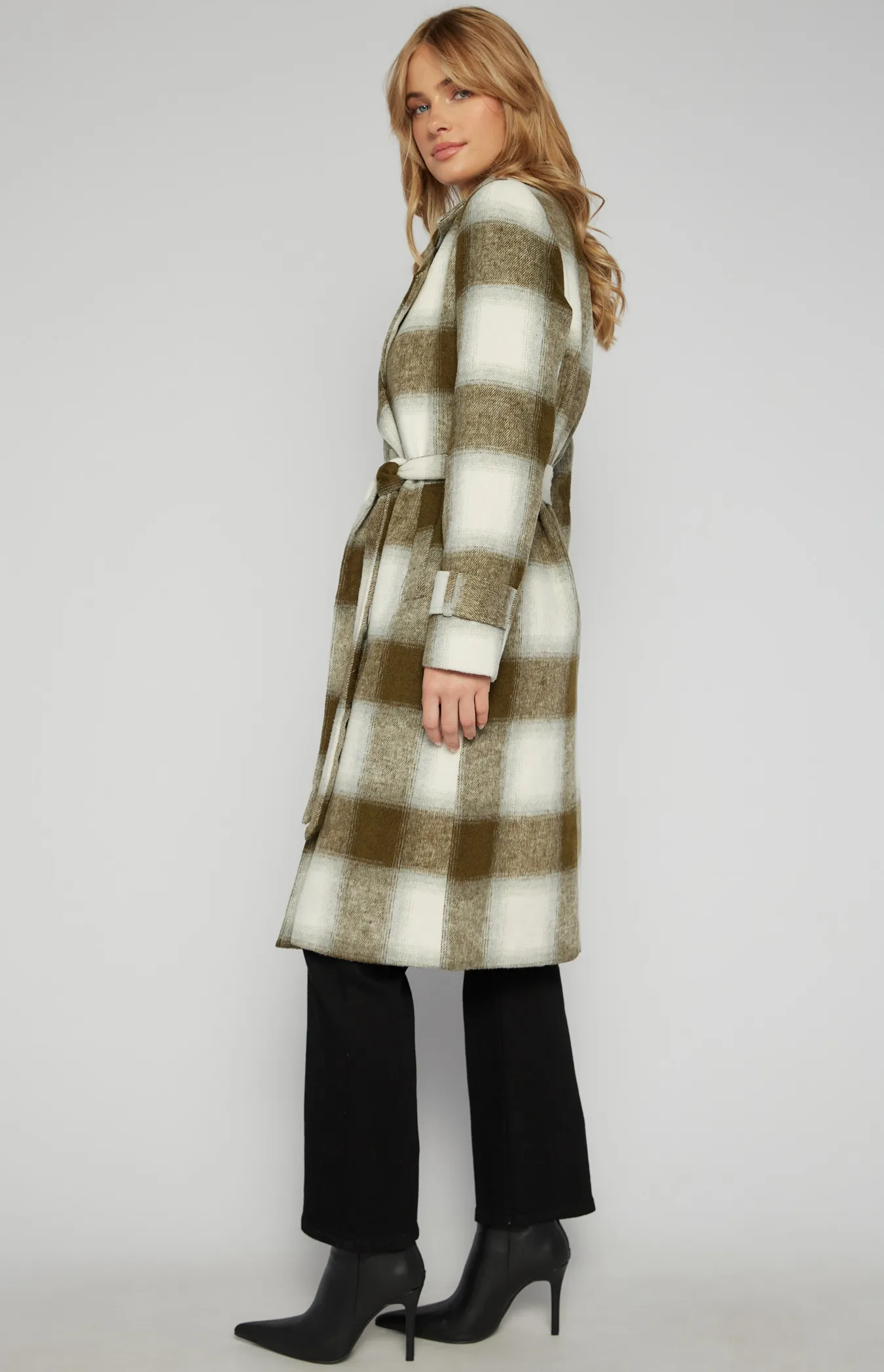 Checkered Double Breasted Faux Wool Coat (AJT315-3B)