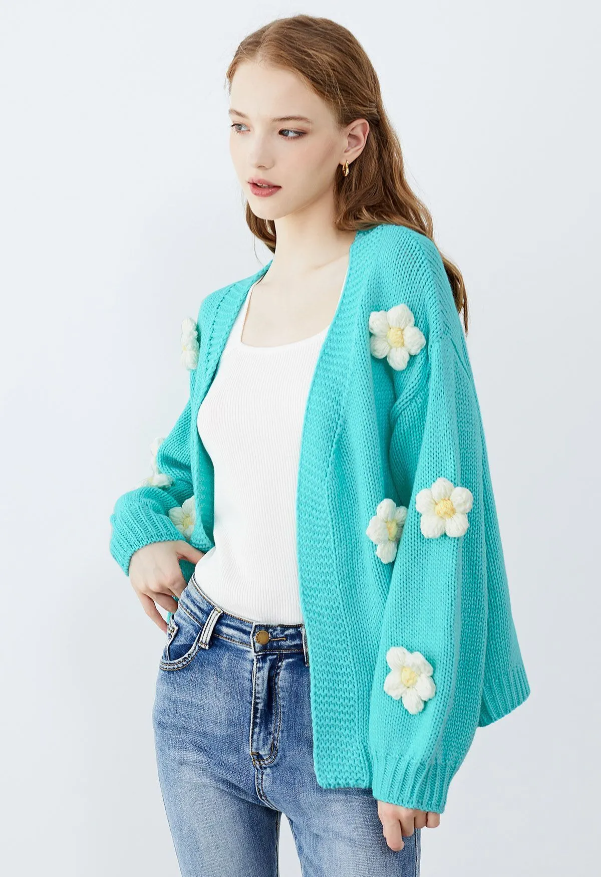 Chicwish  |Flower Patterns Casual Style Long Sleeves Party Style