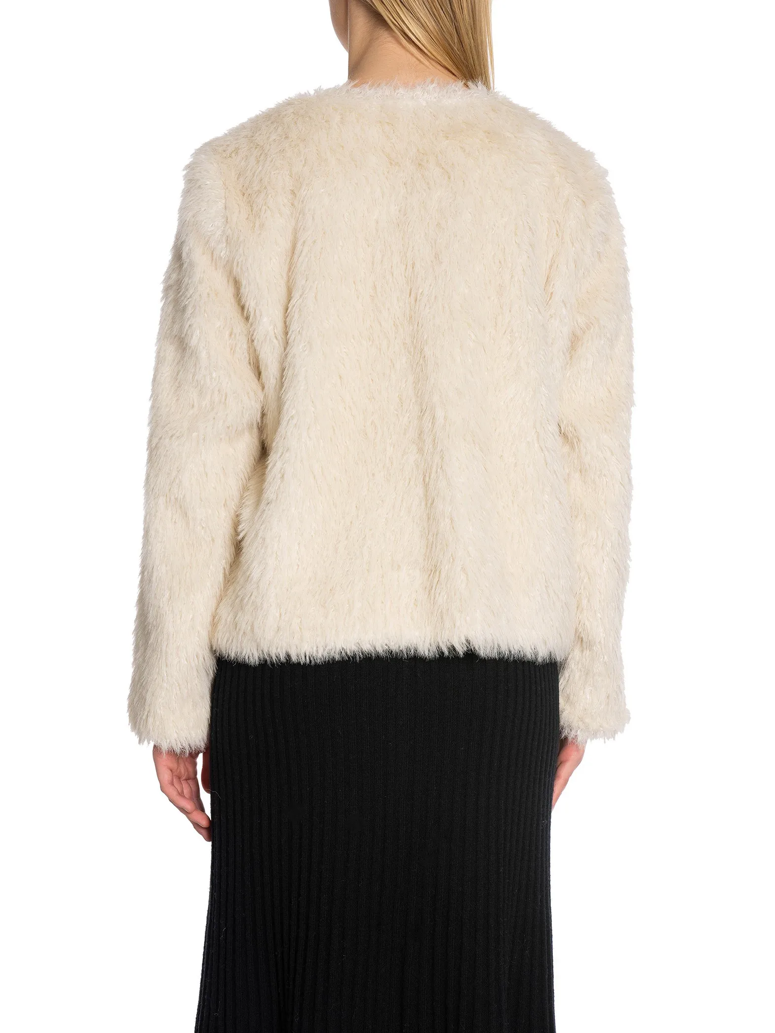 CO'COUTURE JACKET TIBET CROP FUR BONE