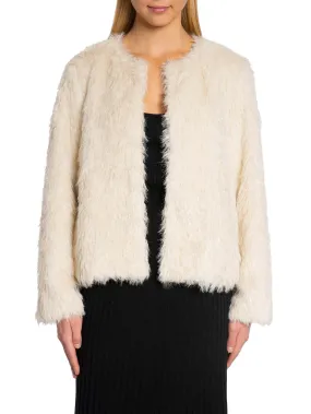 CO'COUTURE JACKET TIBET CROP FUR BONE