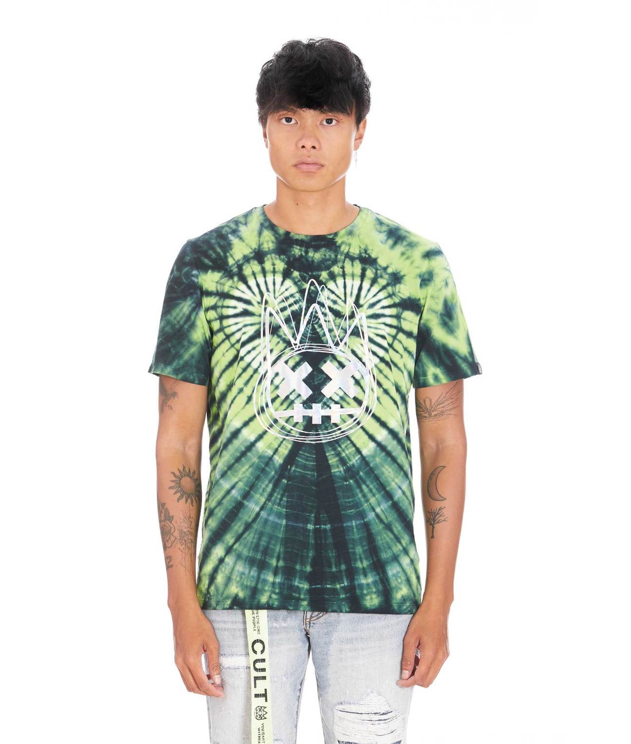 Cult Green Tie Dye Irridescent Short Sleeve Tee