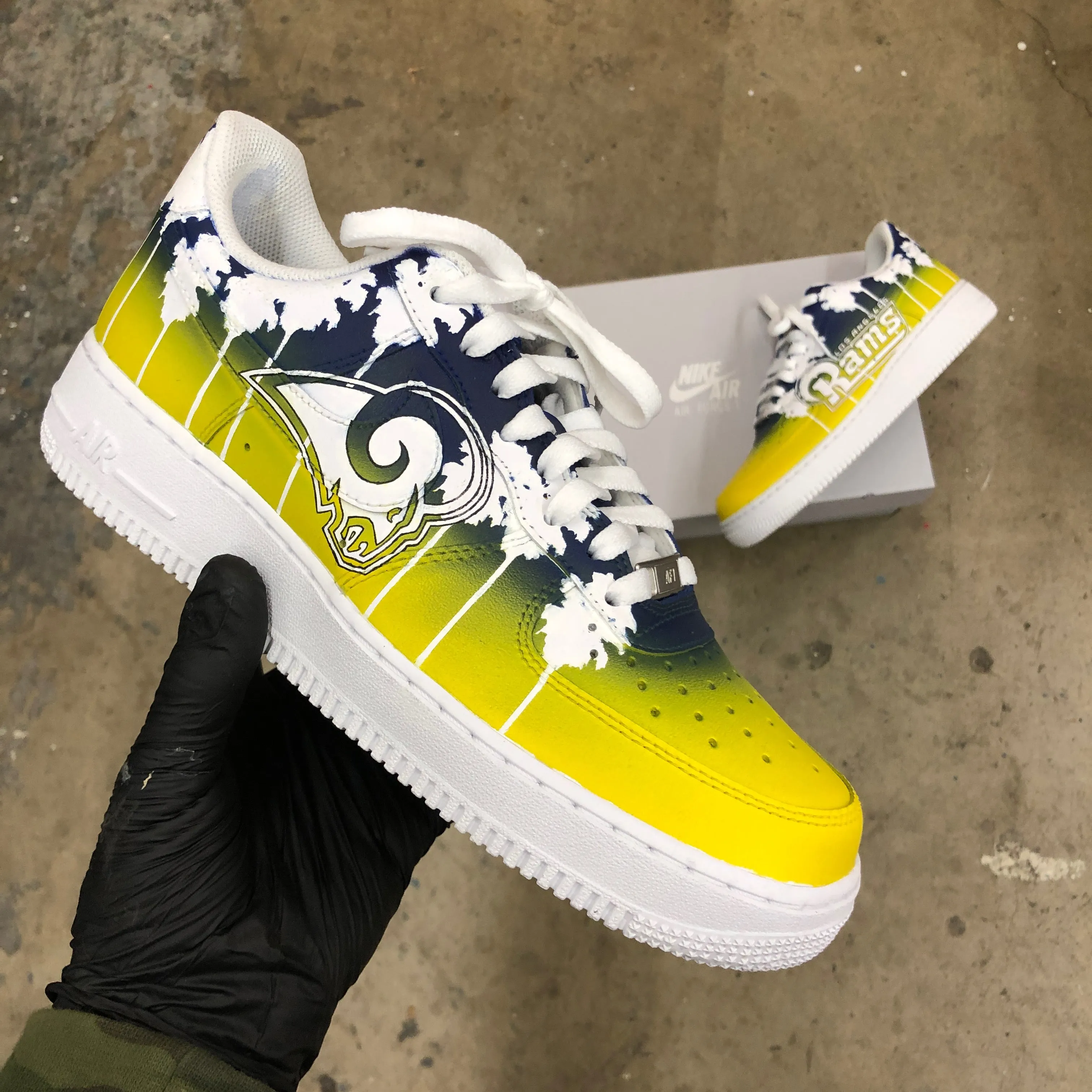 Custom Hand Painted Football Los Angeles Rams Nike Air Force 1 Low