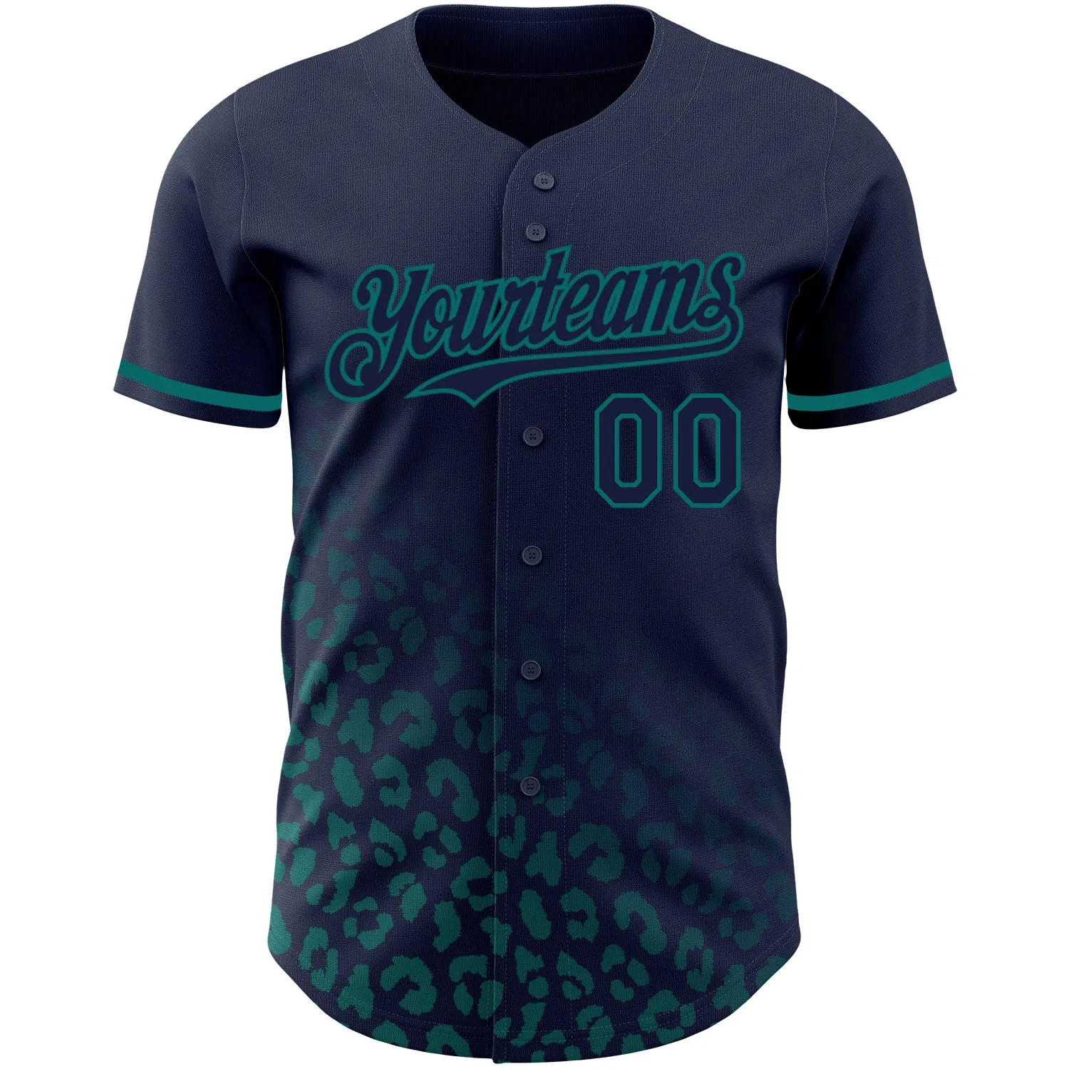 Custom Navy Vintage USA Flag-Teal 3D Pattern Design Leopard Print Fade Fashion Authentic Baseball Jersey