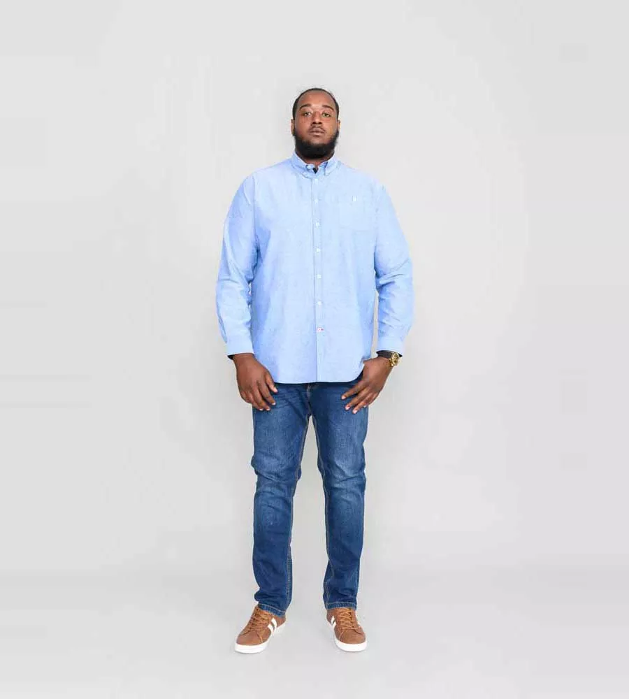 D555 Big Mens Sky Blue Oxford Shirt With Long Sleeves (COLCHESTER 2)