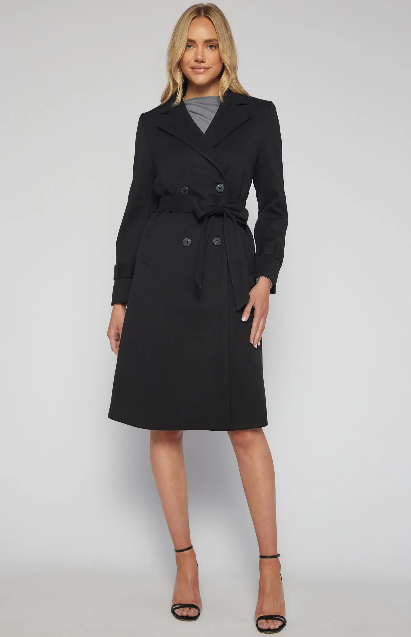 Double Breasted Longline Faux Wool Coat (SJT390B)