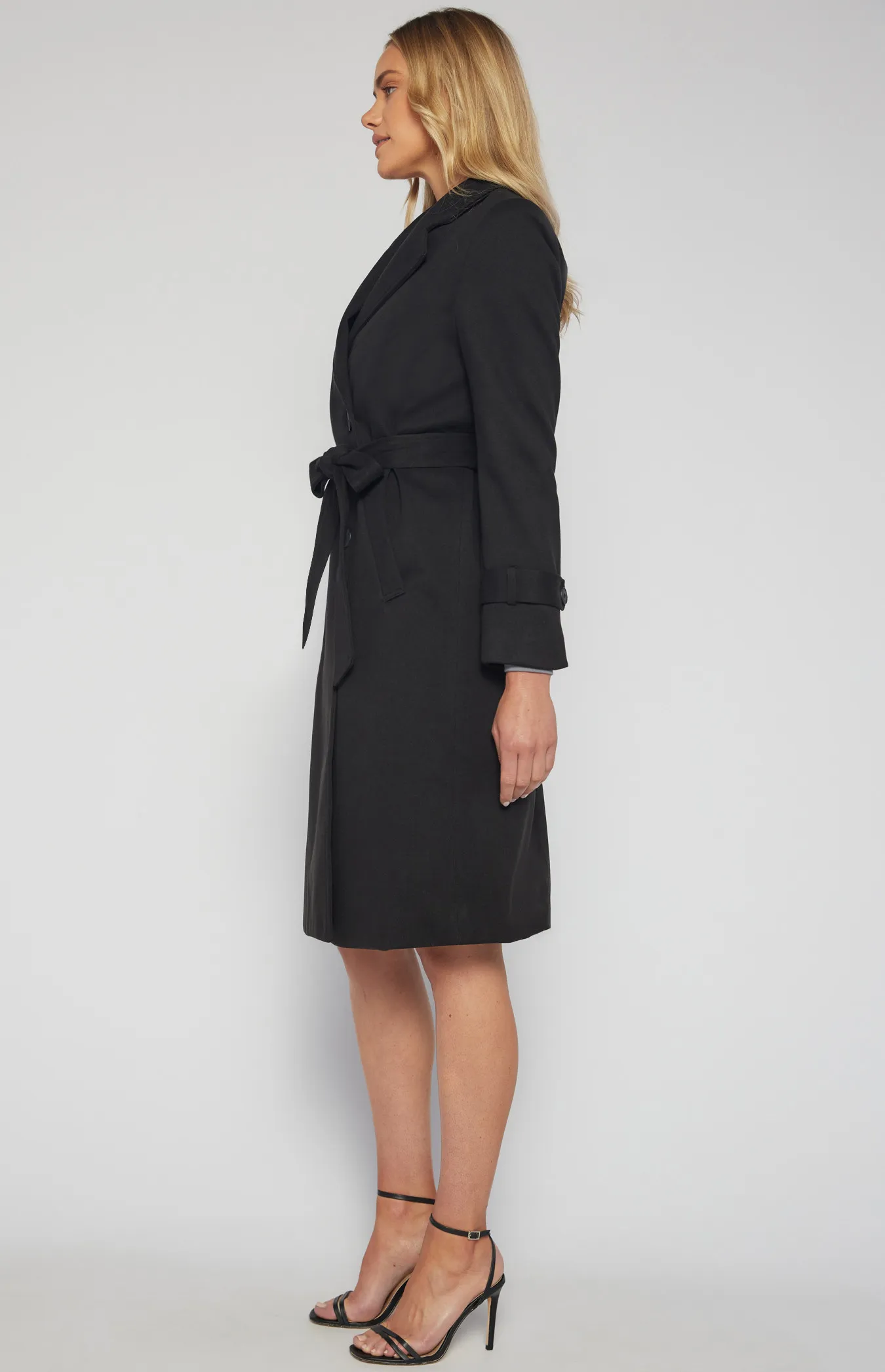 Double Breasted Longline Faux Wool Coat (SJT390B)