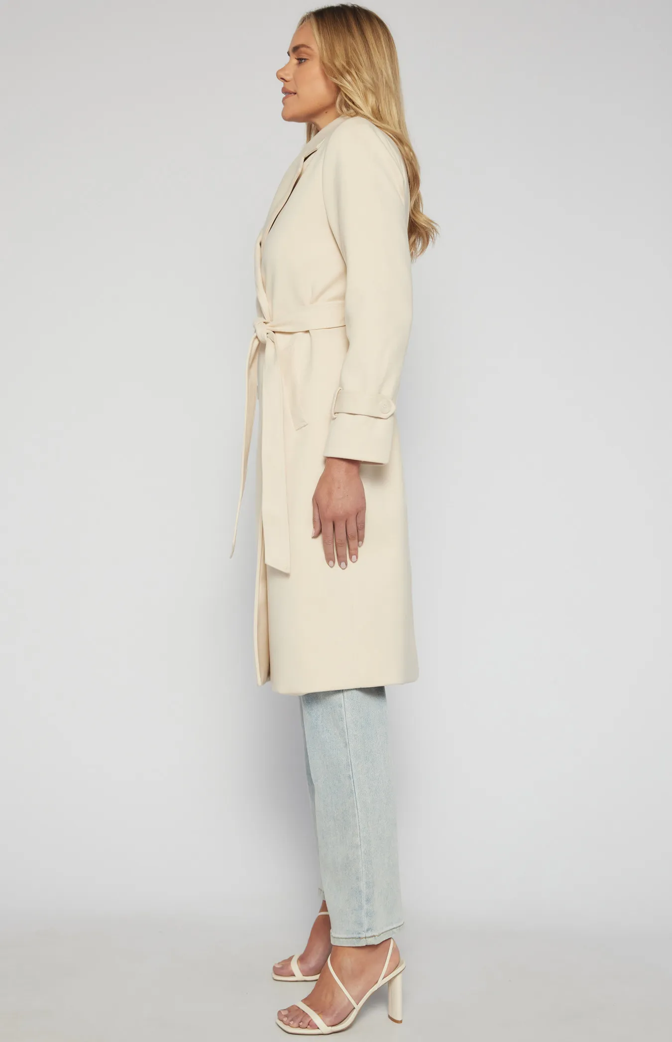 Double Breasted Longline Faux Wool Coat (SJT390B)