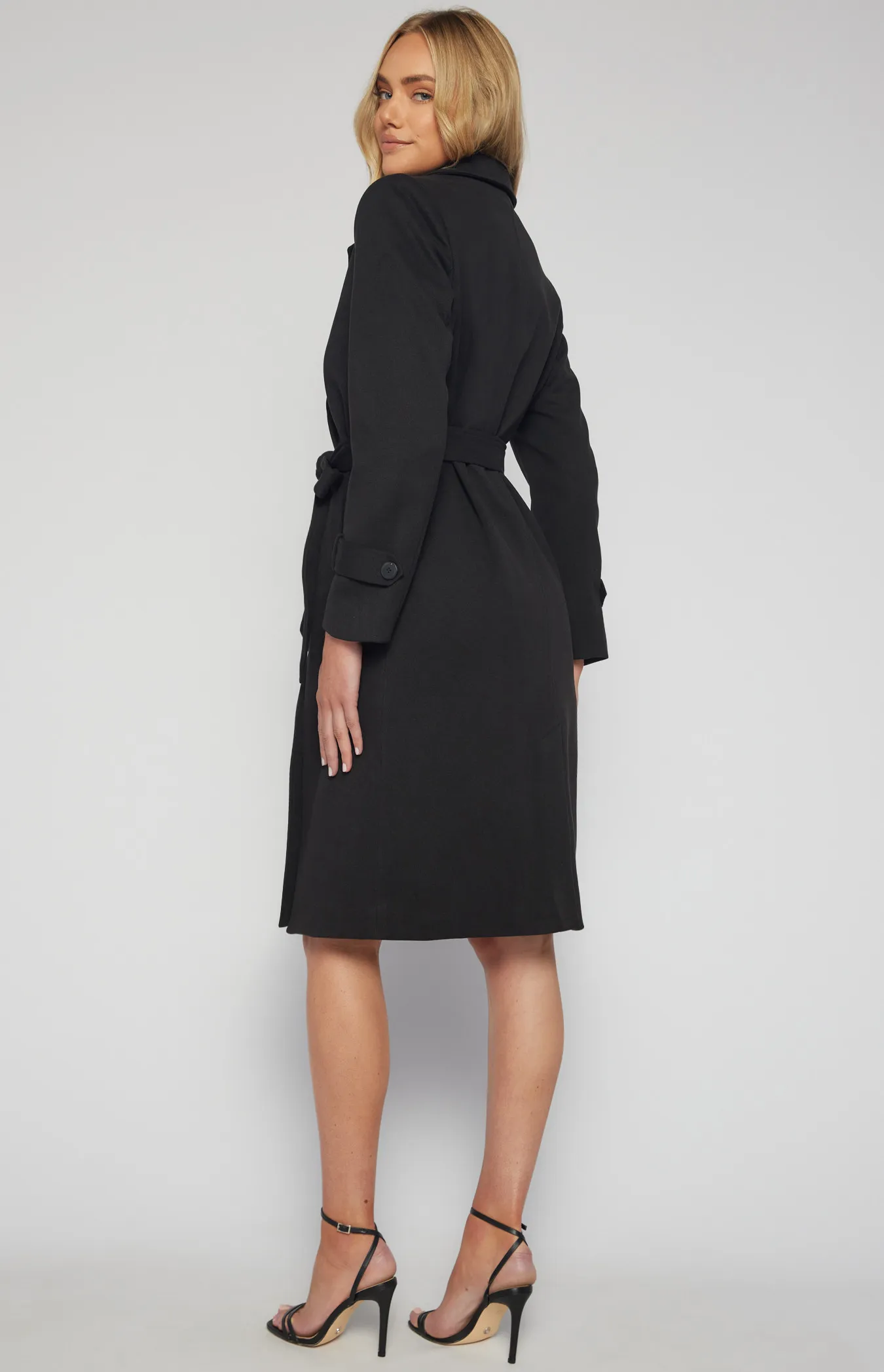 Double Breasted Longline Faux Wool Coat (SJT390B)