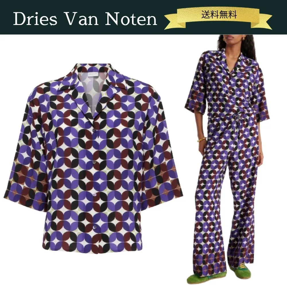 Dries Van Noten  |Dots Blended Fabrics Short Sleeves Party Style Tribal