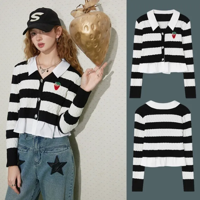 ELF SACK  |Stripes Casual Style Long Sleeves Elegant Style