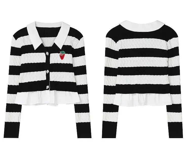 ELF SACK  |Stripes Casual Style Long Sleeves Elegant Style