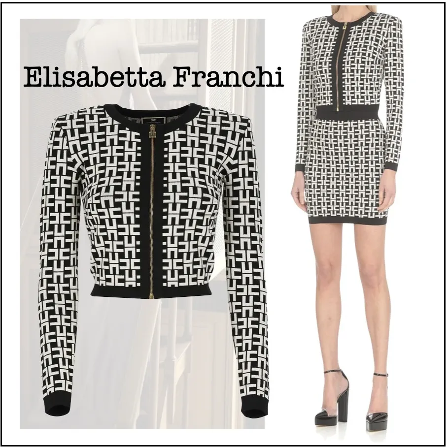 ELISABETTA FRANCHI  |Monogram Casual Style Long Sleeves Elegant Style Logo