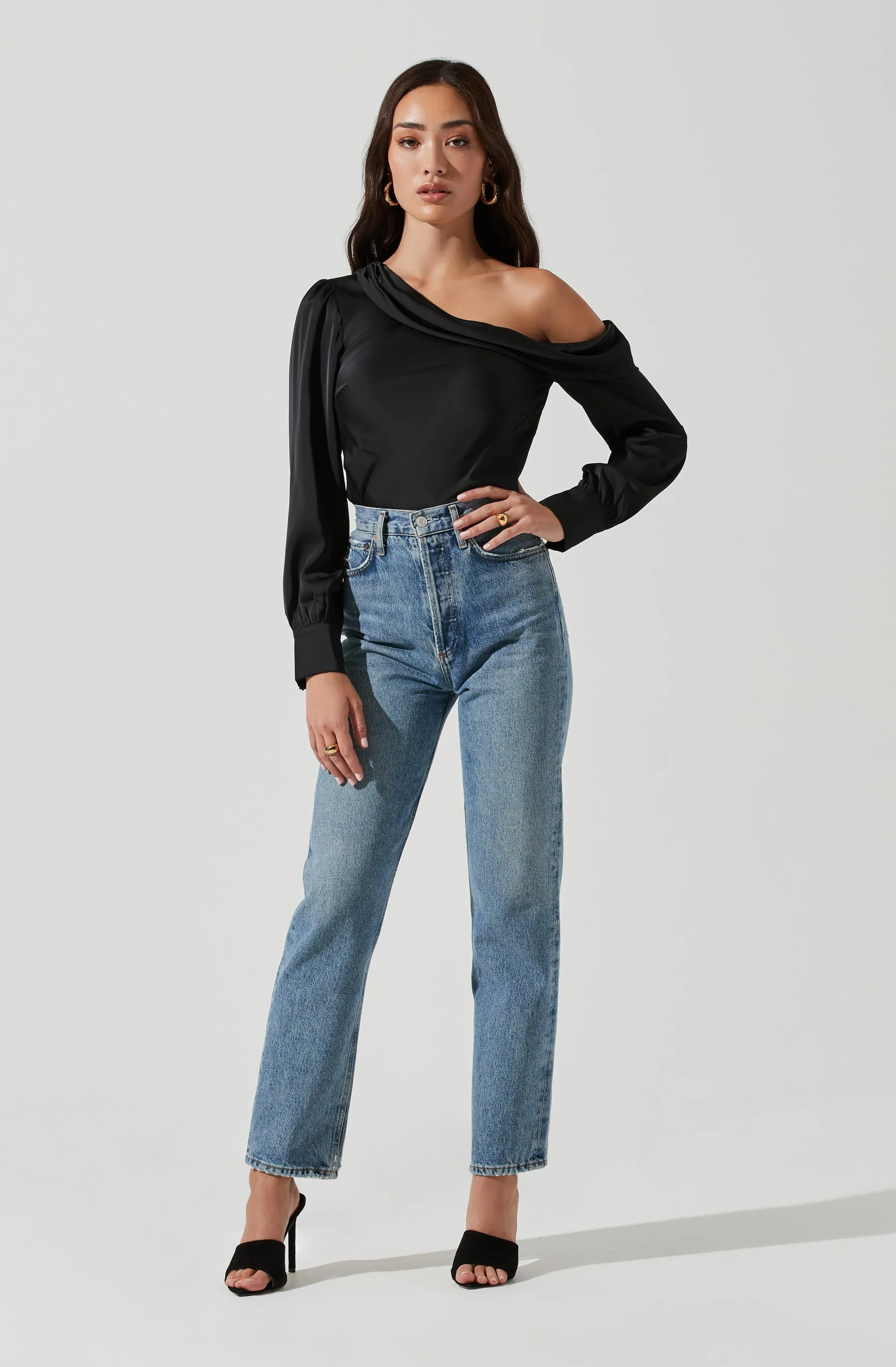 Ellen Draped Off Shoulder Long Sleeve Top