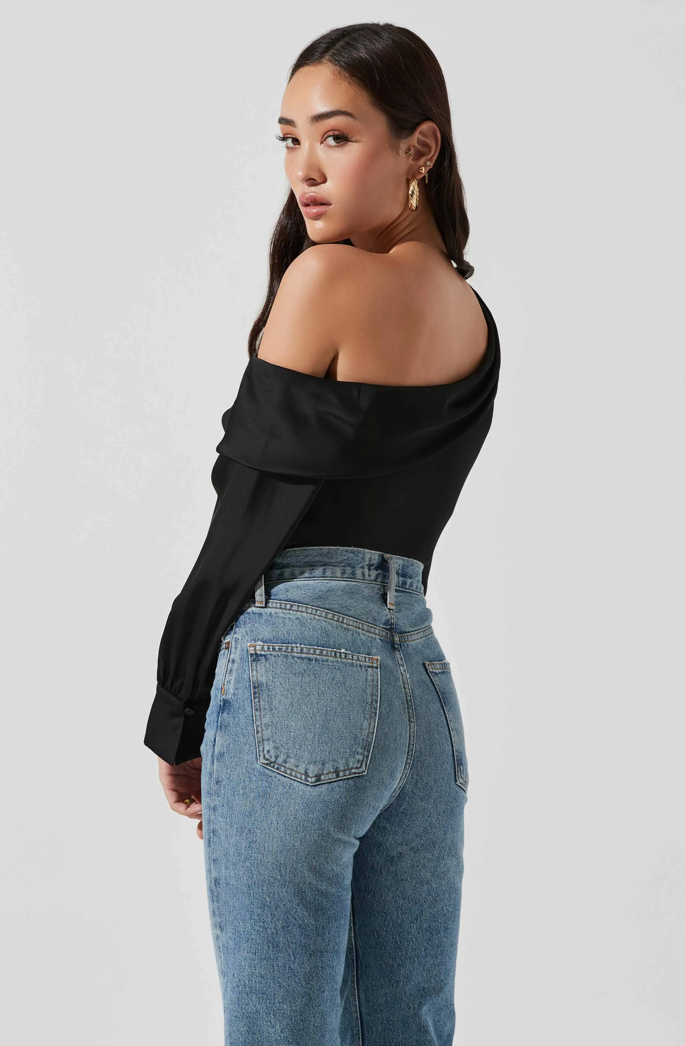 Ellen Draped Off Shoulder Long Sleeve Top