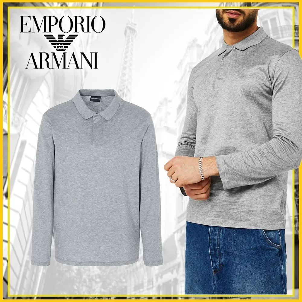 EMPORIO ARMANI  |Unisex Street Style Long Sleeves Plain Cotton Logo