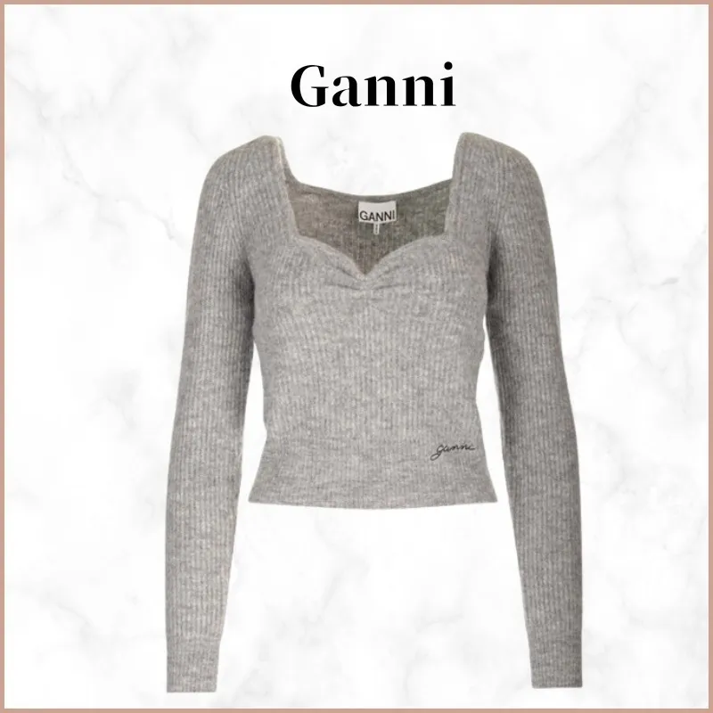 Ganni  |Casual Style Wool Long Sleeves Plain Party Style