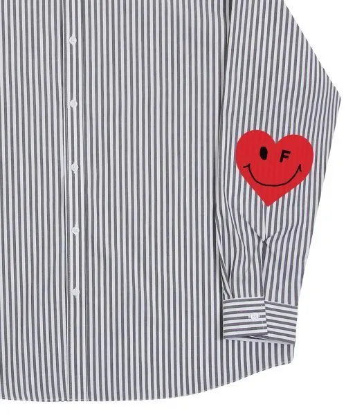 GRAVER  |[GRAVER]★ELBOW HEART SMILE OVERFIT STRIPED SHIRT