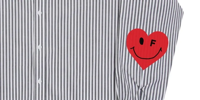 GRAVER  |[GRAVER]★ELBOW HEART SMILE OVERFIT STRIPED SHIRT