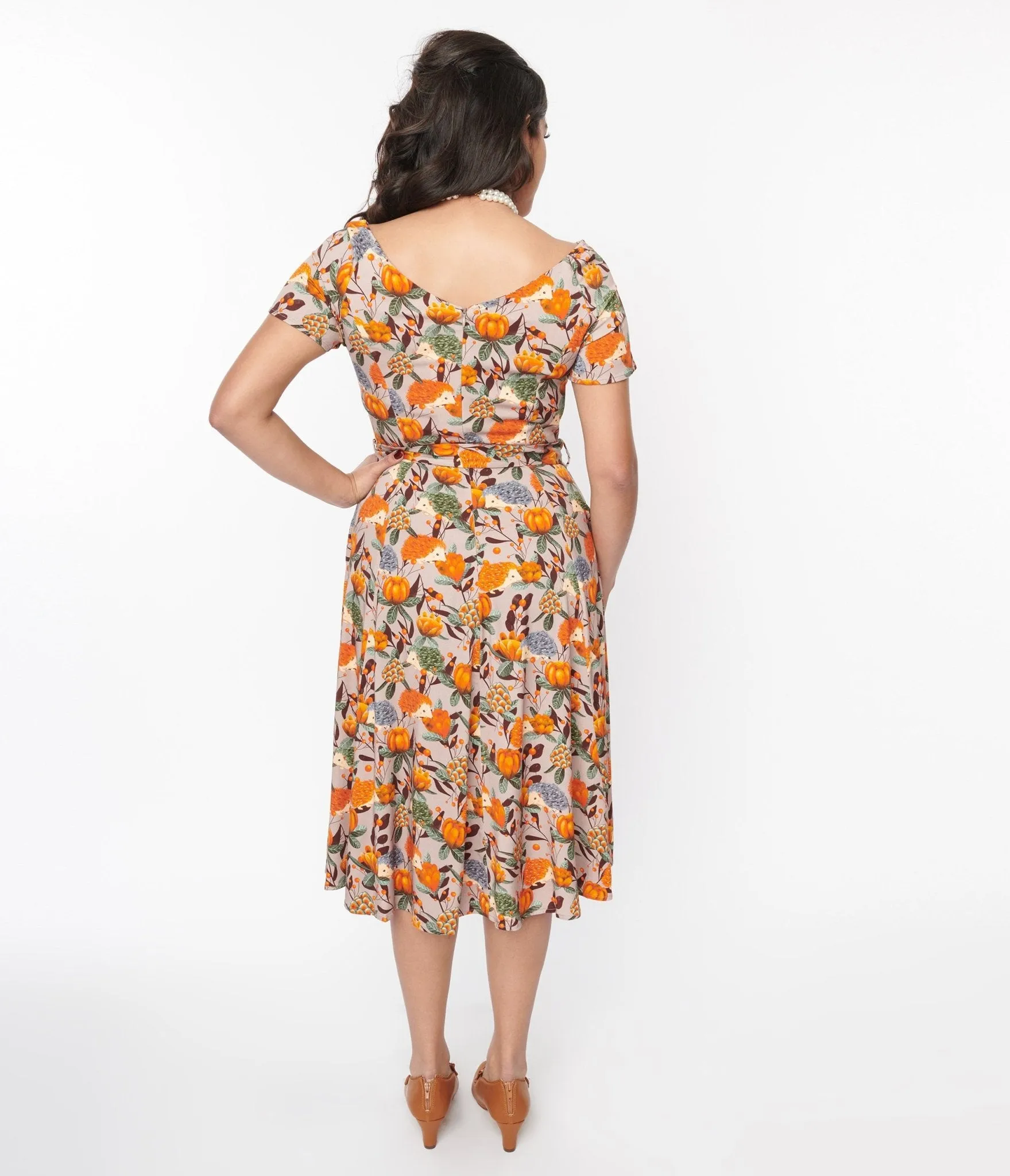 Grey & Orange Hedgehog Bella Swing Dress