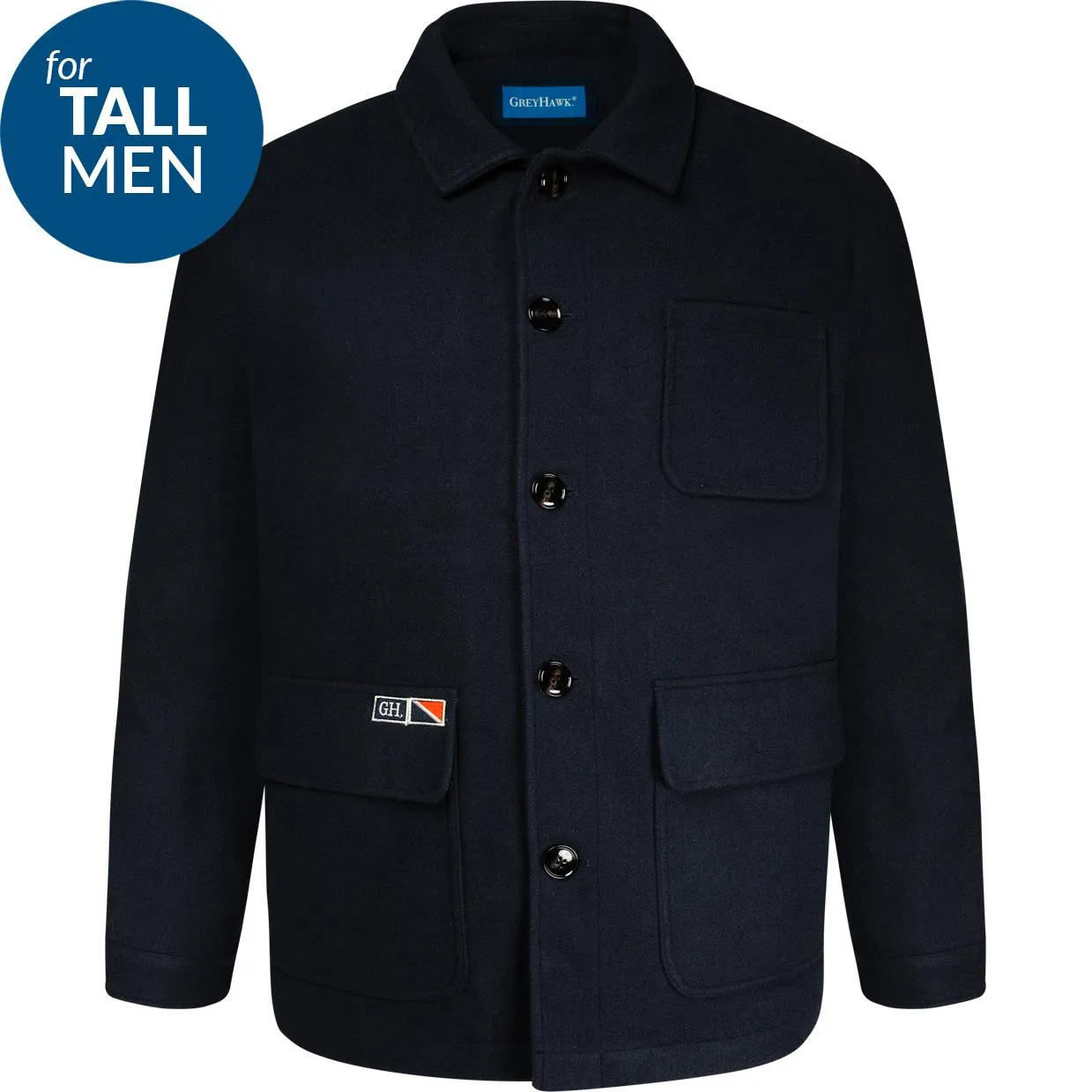 Grey Hawk TALL Workwear Style Wool Jacket - Navy