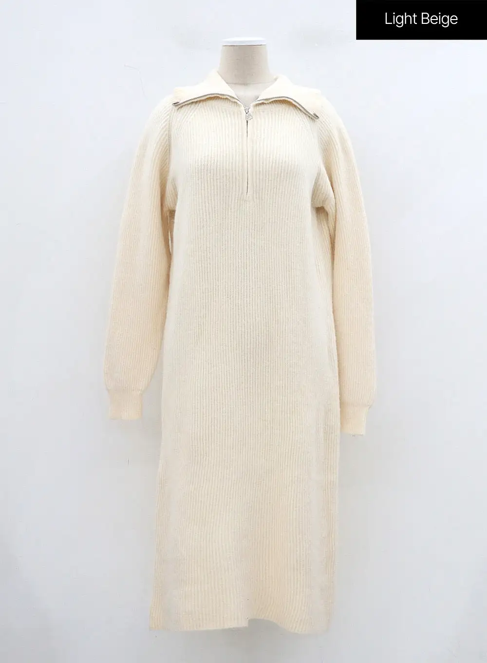 Half Zip-Up Midi Knit Dress OJ317