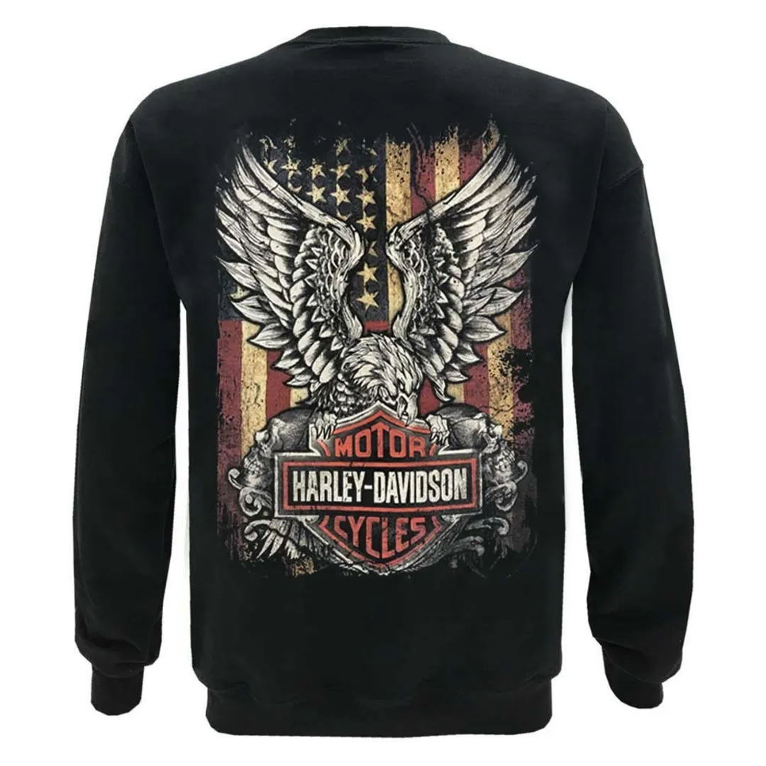 Harley Davidson  |Street Style Long Sleeves Logo Sweatshirts