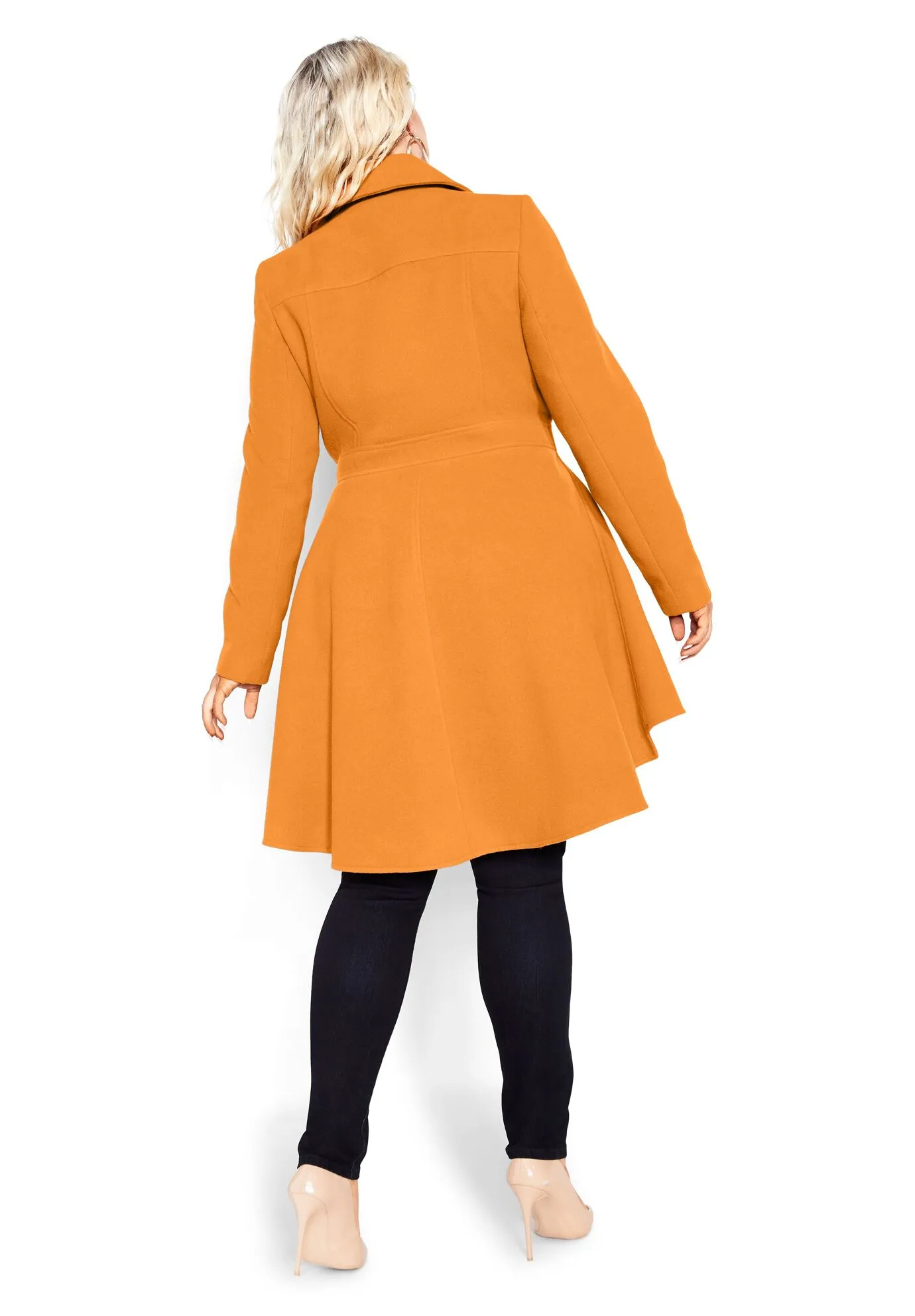 Hi Lo Frill Coat - deep caramel