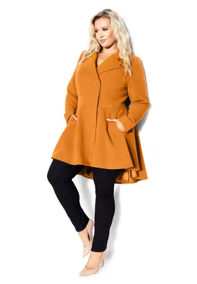 Hi Lo Frill Coat - deep caramel