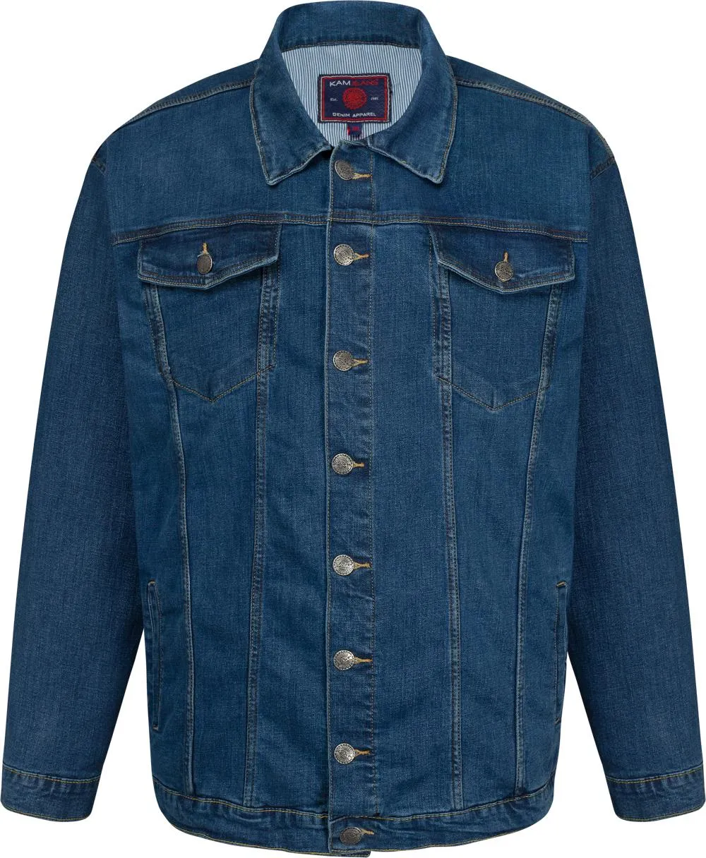 Kam Stretch Western Denim Jacket - Stonewash