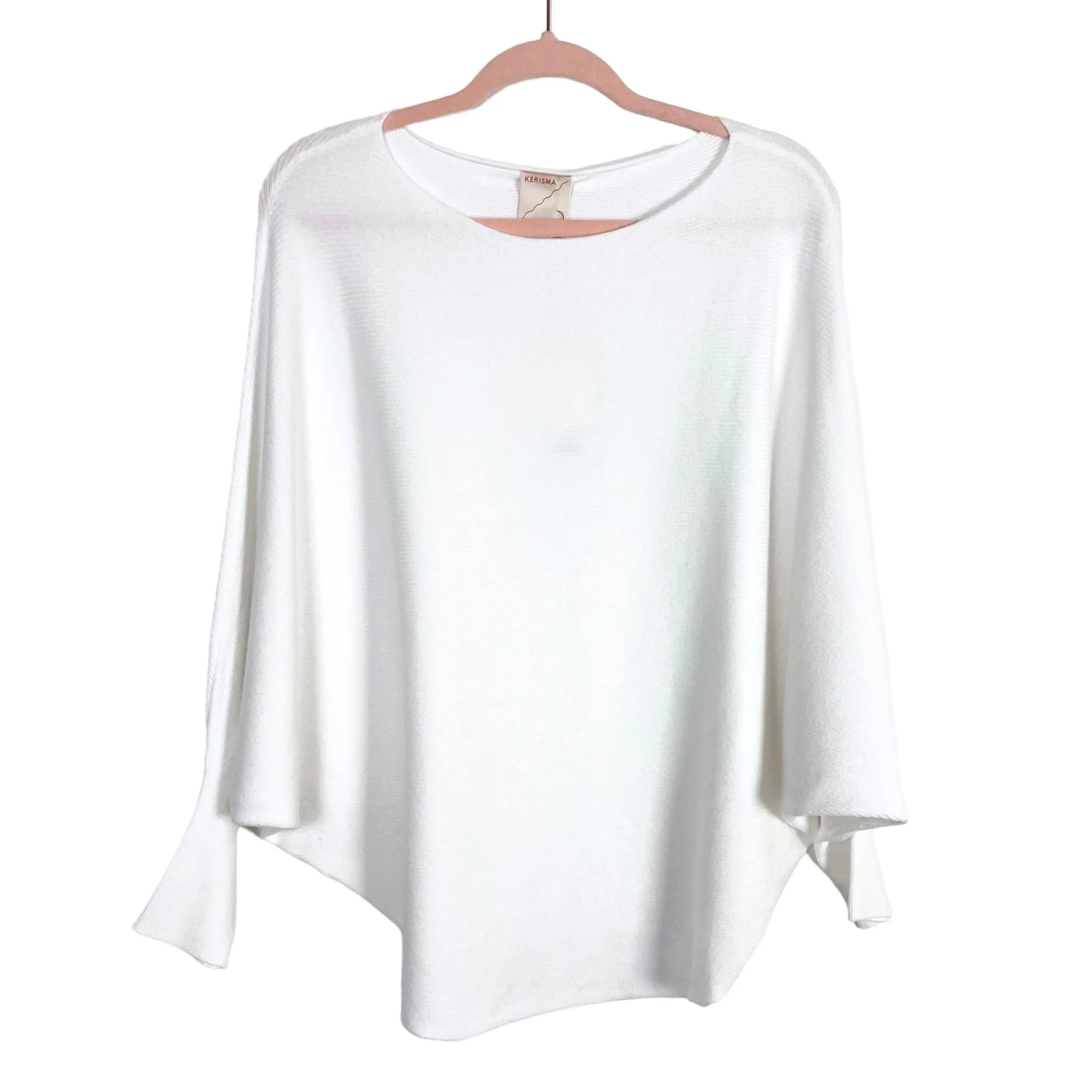 Kerisma White Ribbed Boat Neck Dolman Sleeve Ryu Sweater NWT- Size M/L