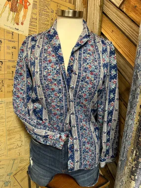 Levi Strauss & Co Retro Floral Print Vintage Button Up Blouse - Size S/M - 4/6/8